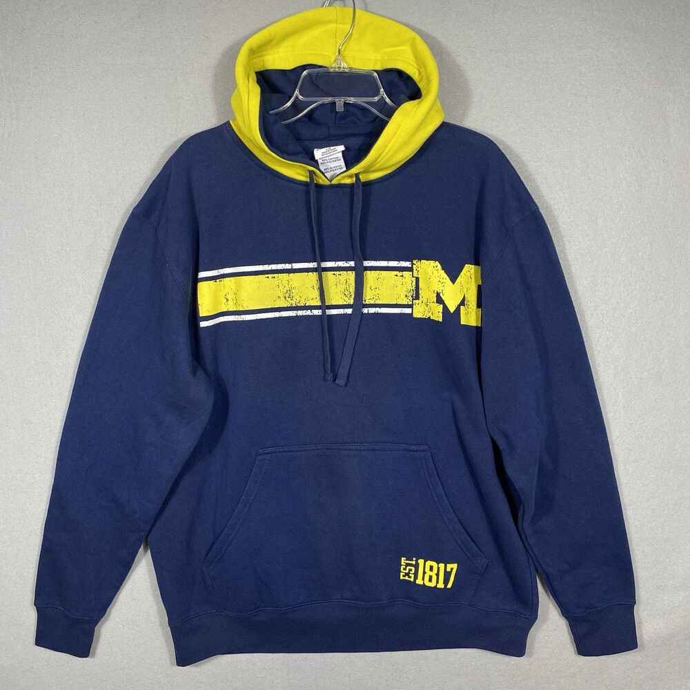 Pro Edge Michigan‎ Wolverines Hoodie Mens Large Blue Yellow Sweatshirt NCAA 1817